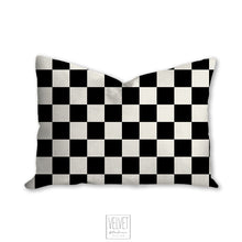 Load image into Gallery viewer, Black and white checkered pattern pillow