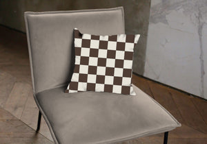 Brown and white checkered pattern pillow