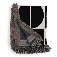 Load image into Gallery viewer, Mid Century throw blanket, Black And White Modern Accent Made Of 100% Cotton. Stylish And Unique Decor