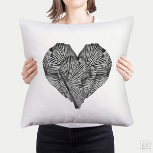 Black and white abstract heart pillow, modern pillow, Interior decor, home decor, pillow cover and insert, cotton pillow, accent pillow