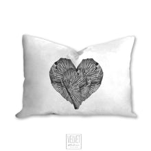 Load image into Gallery viewer, Black and white abstract heart pillow, modern pillow, Interior decor, home decor, pillow cover and insert, cotton pillow, accent pillow