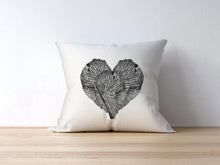 Load image into Gallery viewer, Black and white abstract heart pillow, modern pillow, Interior decor, home decor, pillow cover and insert, cotton pillow, accent pillow