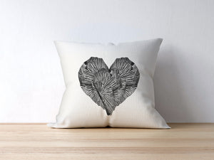 Black and white abstract heart pillow, modern pillow, Interior decor, home decor, pillow cover and insert, cotton pillow, accent pillow