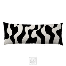 Load image into Gallery viewer, Streamed Pattern Black And White Body Pillow