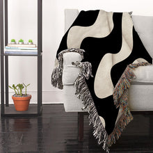Load image into Gallery viewer, Woven Throw Blanket, Black Stream, Cozy And Stylish, Tapestry Blanket, Home Accent, Home Accessory, Interior Design Accent, Living Room