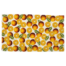 Load image into Gallery viewer, Tea Towel With Oranges on cotton fabric. Table Cloth For Dining Decor. Perfect Dining Farmhouse Decor, Shabby Chic, Country Chic Style