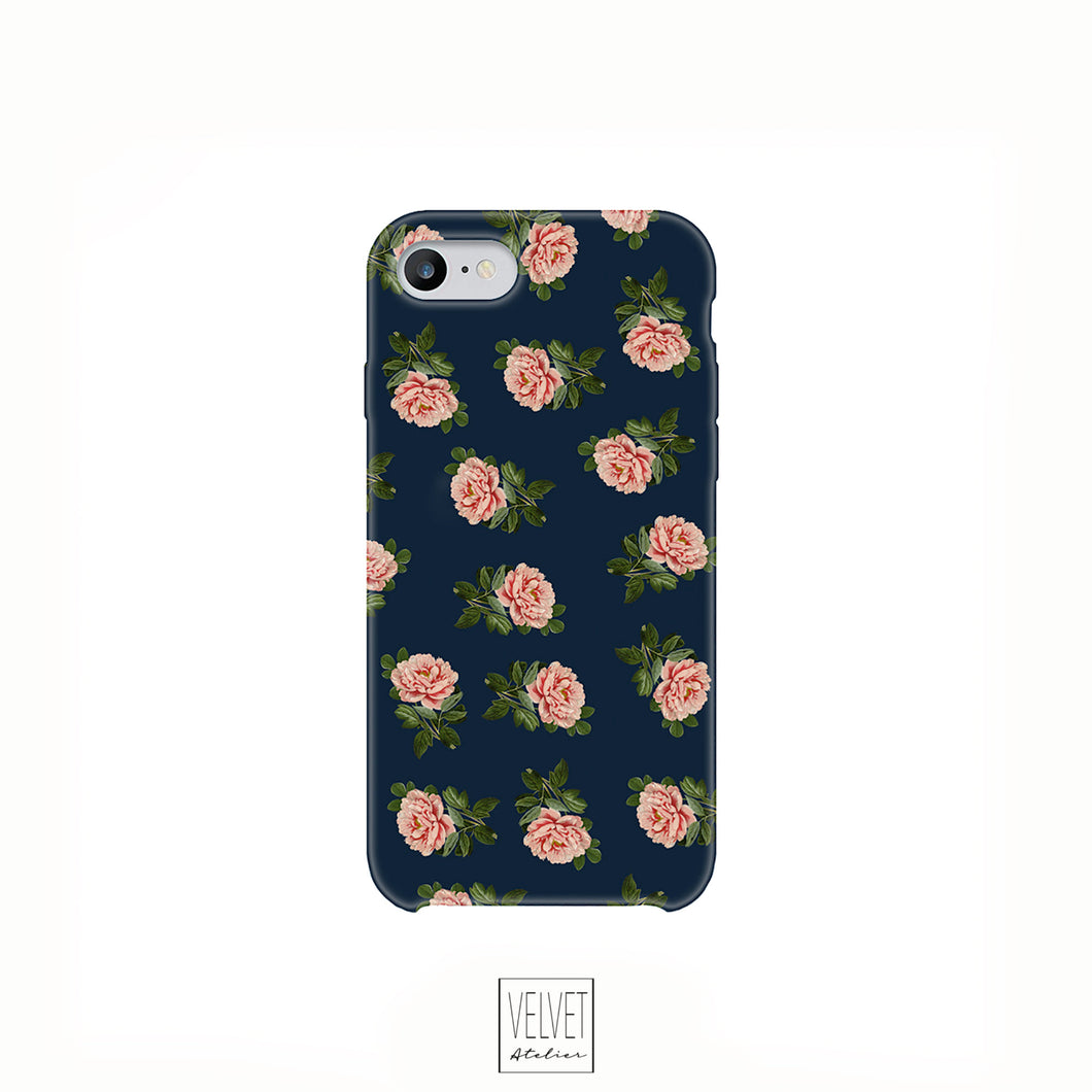 Midnight peony phone case, beautiful flower pattern, original art for cell phone, stylish phone case, phone accessory, floral phone case