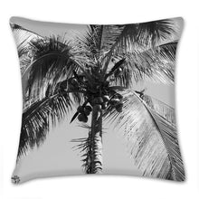 Load image into Gallery viewer, Black and white Palm tree photograph pillow, modern pillow, Interior decor, home decor, pillow cover and insert, cotton pillow