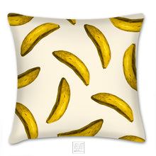 Load image into Gallery viewer, Bananas throw pillow, fruit accent, accent pillow, Interior decor, home decor, pillow cover and insert, farmhouse decor, country French