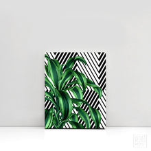 Load image into Gallery viewer, Tropical leaves set of 2 canvas gallery wrapped, geometric, modern wall art, trendy giclee wall decor, wall hanging, Interior design, home