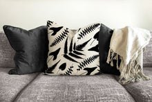 Load image into Gallery viewer, Fern leaves silhouette pillow, tropical style pillow, Interior decor, home decor, pillow cover and insert, botanical interior design, nature