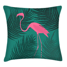 Load image into Gallery viewer, Tropical flamingo pillow, modern pillow, Interior decor, home decor, pillow cover and insert, pink and green, tropical decor