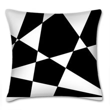Load image into Gallery viewer, Black mirror throw pillow, modern Interior decor, monochromatic design, home decor, pillow cover and insert, black and white, shapes