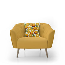 Load image into Gallery viewer, Oranges pillow, yellow citrus accent, modern pillow, Interior decor, home decor, pillow cover and insert, cotton pillow cover, stylish decor