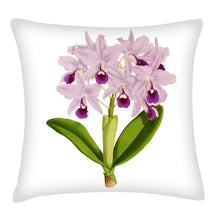 Load image into Gallery viewer, Orchid pillow, botanical accent, modern pillow, Interior decor, home decor, pillow cover and insert, stylish decor, floral pillow