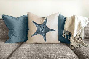 Starfish pillow, coastal decor accent, modern, home decor, pillow cover and insert, accent cushion, beach home style, ocean art