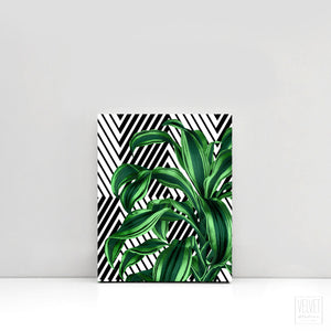 Tropical leaves set of 2 canvas gallery wrapped, geometric, modern wall art, trendy giclee wall decor, wall hanging, Interior design, home