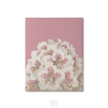 Load image into Gallery viewer, White flowers canvas wrapped art, pink floral art, dreamy art, art print, giclee print, wall hanging, Interior design, coastal style, floral
