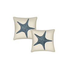 Load image into Gallery viewer, Set of 2 Starfish pillows, coastal decor accent, modern, home decor, pillow cover and insert, accent cushion, beach home style, ocean art