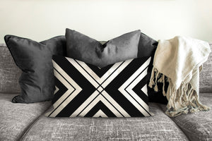 Geometric Jack pillow, linear black pattern, modern pillow, Interior decor, home decor pillow cover and insert, home accent pillow, insert