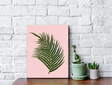 Load image into Gallery viewer, Palm tree leaf canvas art, tropical art, wall art, palm tree leaf print, tropical giclee wall decor, wall hanging, Interior design, coastal