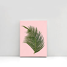Load image into Gallery viewer, Palm tree leaf canvas art, tropical art, wall art, palm tree leaf print, tropical giclee wall decor, wall hanging, Interior design, coastal