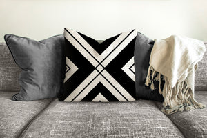 Geometric Jack pillow, linear black pattern, modern pillow, Interior decor, home decor pillow cover and insert, home accent pillow, insert