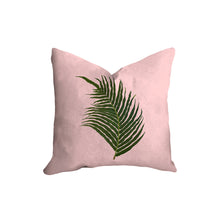 Load image into Gallery viewer, Palm tree leaf pillow, tropical pillow accent, Interior decor, home decor, pillow cover and insert, coastal interior design, beverly hills