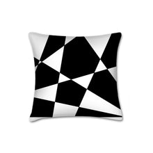 Load image into Gallery viewer, Black mirror throw pillow, modern Interior decor, monochromatic design, home decor, pillow cover and insert, black and white, shapes