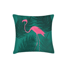 Load image into Gallery viewer, Tropical flamingo pillow, modern pillow, Interior decor, home decor, pillow cover and insert, pink and green, tropical decor