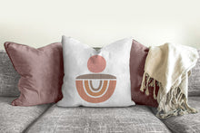 Load image into Gallery viewer, Bohemian pillow, mid century, half circles, modern style Interior decor, retro design, home decor, pillow cover and insert, pink and blush