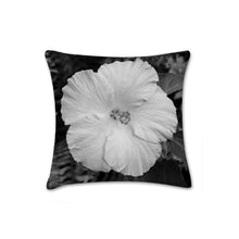 Load image into Gallery viewer, Black and white Hibiscus photograph pillow, modern pillow, Interior decor, home decor, pillow cover and insert, cotton pillow, floral pillow