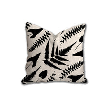 Load image into Gallery viewer, Fern leaves silhouette pillow, tropical style pillow, Interior decor, home decor, pillow cover and insert, botanical interior design, nature