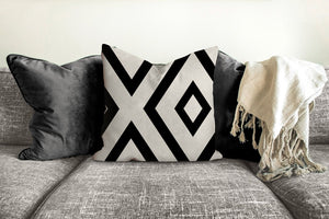 Black and white XO Geometric throw pillow, linear pattern, modern pillow, Interior decor, home decor, pillow cover and insert, accent pillow