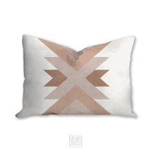 Load image into Gallery viewer, Geometric pillow, mid century inspired, bohemian, nude, retro style, Interior decor, home decor, pillow cover and insert, home accent pillow