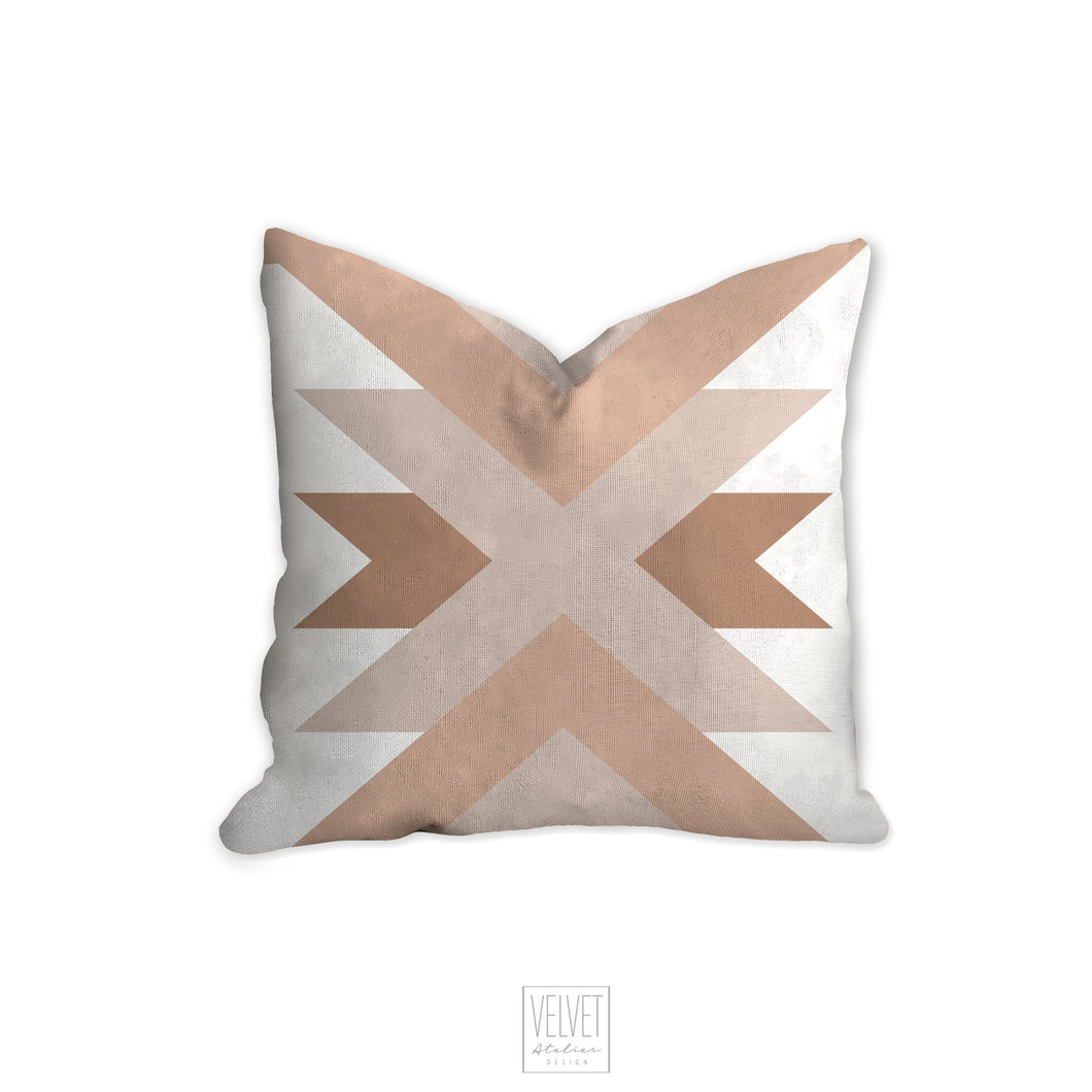 Geometric pillow, mid century inspired, bohemian, nude, retro style, Interior decor, home decor, pillow cover and insert, home accent pillow
