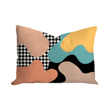 Load image into Gallery viewer, Abstract pillow, Retro decorative pillow, 80&#39;s modern Interior decor, home decor, mod, cover and insert blush and blue pillow, pillow case
