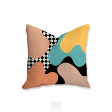 Load image into Gallery viewer, Abstract pillow, Retro decorative pillow, 80&#39;s modern Interior decor, home decor, mod, cover and insert blush and blue pillow, pillow case