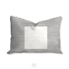 Load image into Gallery viewer, Geometric pillow, square minimalistic, black and white abstract style, Interior decor, home decor, pillow cover and insert, home accent