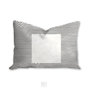 Geometric pillow, square minimalistic, black and white abstract style, Interior decor, home decor, pillow cover and insert, home accent