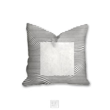 Load image into Gallery viewer, Geometric pillow, square minimalistic, black and white abstract style, Interior decor, home decor, pillow cover and insert, home accent