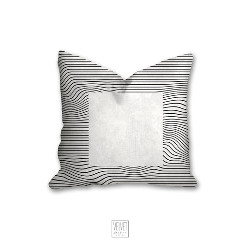 Geometric pillow, square minimalistic, black and white abstract style, Interior decor, home decor, pillow cover and insert, home accent