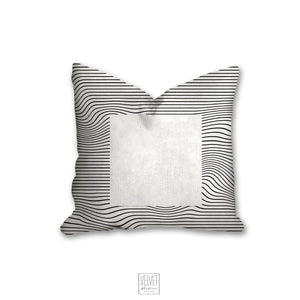 Geometric pillow, square minimalistic, black and white abstract style, Interior decor, home decor, pillow cover and insert, home accent