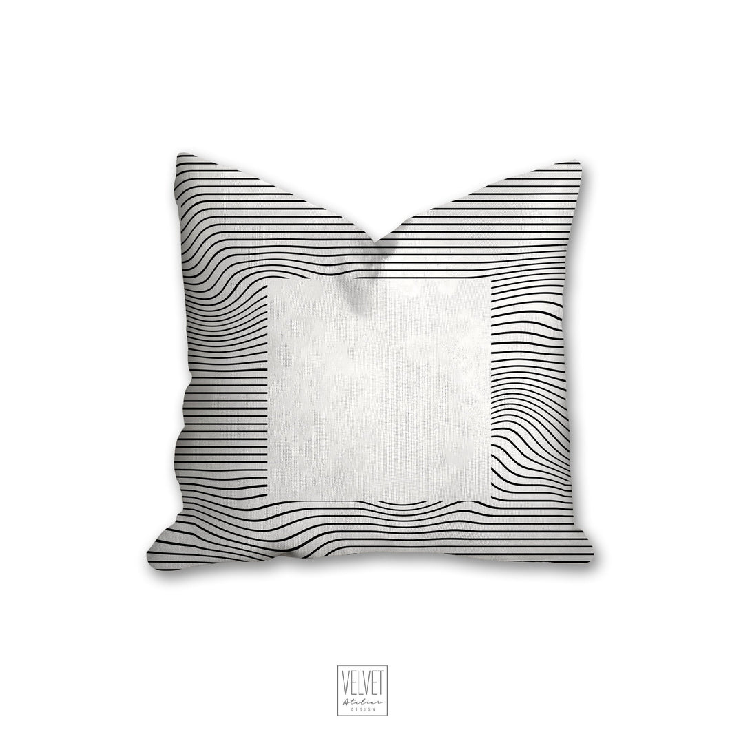 Geometric pillow, square minimalistic, black and white abstract style, Interior decor, home decor, pillow cover and insert, home accent