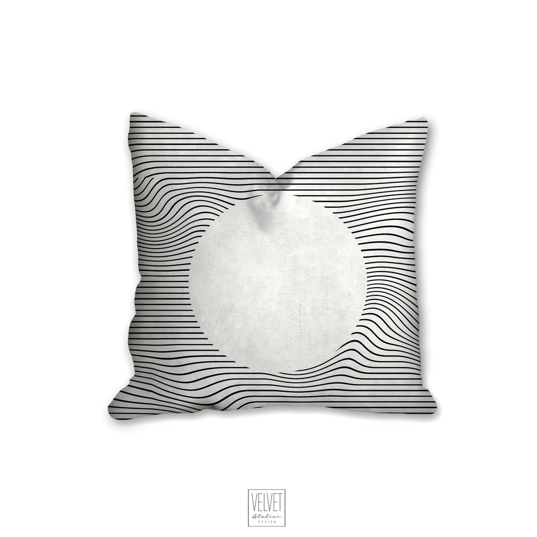 Geometric pillow, circle minimalistic, black and white abstract style, Interior decor, home decor, pillow cover and insert, home accent