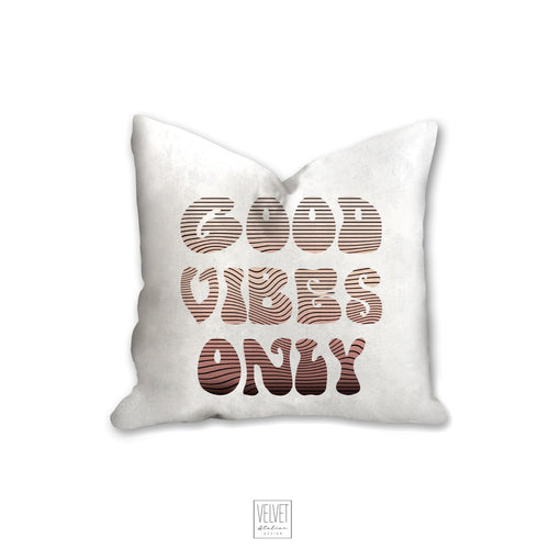Good vibes only pillow, groovy, Boho pillow, retro pillow, throw pillow, sunset colors, home decor, pillow cover and insert, accent pillow