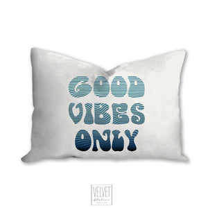 Good vibes only pillow, groovy, Boho pillow, retro pillow, throw pillow, blue colors, home decor, pillow cover and insert, accent pillow