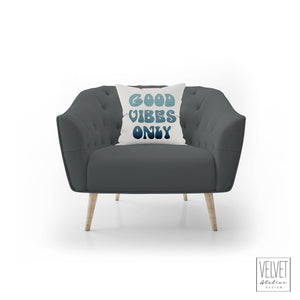 Good vibes only pillow, groovy, Boho pillow, retro pillow, throw pillow, blue colors, home decor, pillow cover and insert, accent pillow