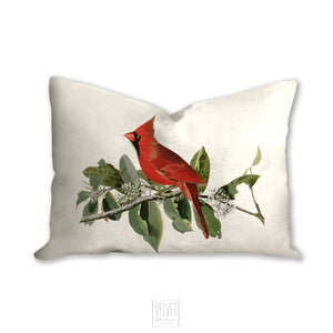 Cardinal throw pillow, bird pillow, wild life pillow, Interior decor, home decor, pillow cover and insert, botanical decor, nature decor
