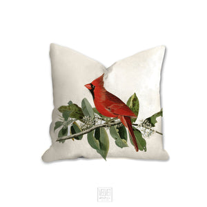 Cardinal throw pillow, state bird, wild life pillow, spiritual bird, Interior decor, home decor, pillow cover and insert, nature decor, red